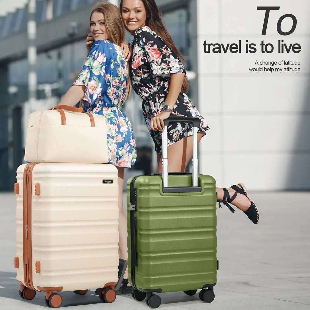 Nouveauté 2026 – Ensemble de bagages MIUSSE , 3 pièces : valise cabine 20 pouces à roulettes, coque rigide 100 % PC avec serrure TSA, conforme aux normes des compagnies aériennes, avec sac à dos de voyage pour hommes et femmes