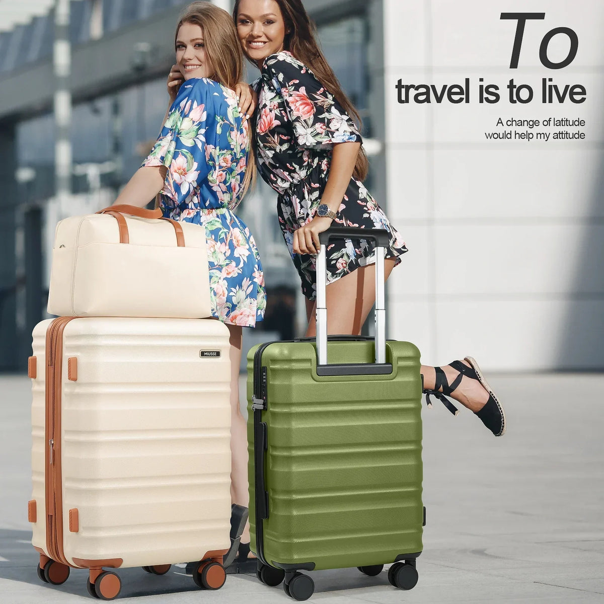 Nouveauté 2026 – Ensemble de bagages MIUSSE , 3 pièces : valise cabine 20 pouces à roulettes, coque rigide 100 % PC avec serrure TSA, conforme aux normes des compagnies aériennes, avec sac à dos de voyage pour hommes et femmes