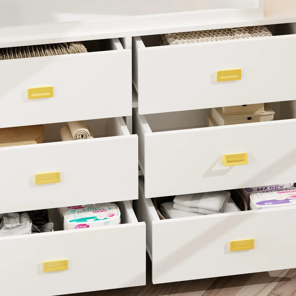 Nouveauté 2026 – Table à langer/commode pour chambre de bébé OXYLIFE , 114 cm (45 po), avec 4 tiroirs et une étagère, blanche