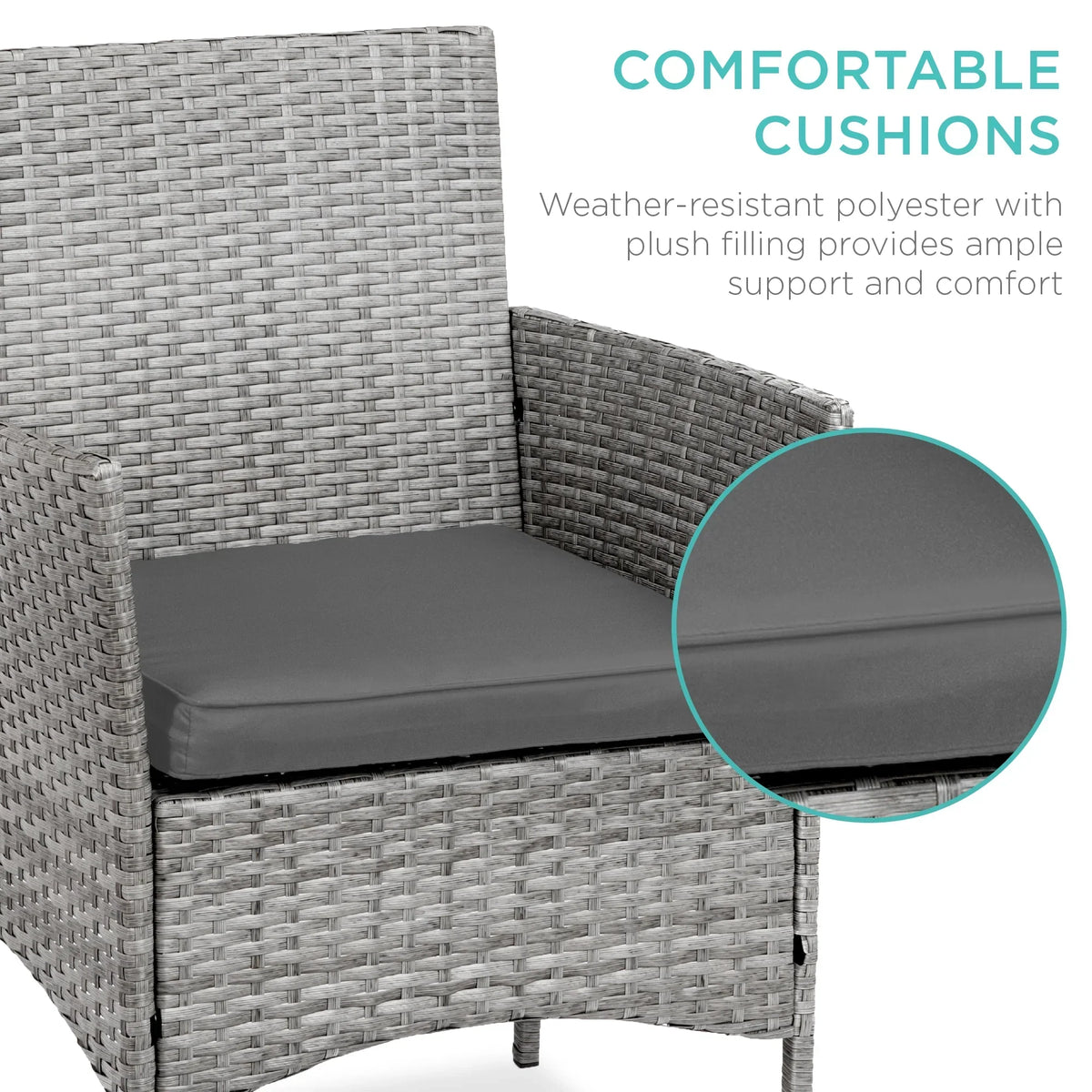 Nouveauté 2026 – Ensemble bistro de jardin 3 pièces en résine tressée Best Choice Products , avec 2 chaises et une table - Gris/Bleu marine