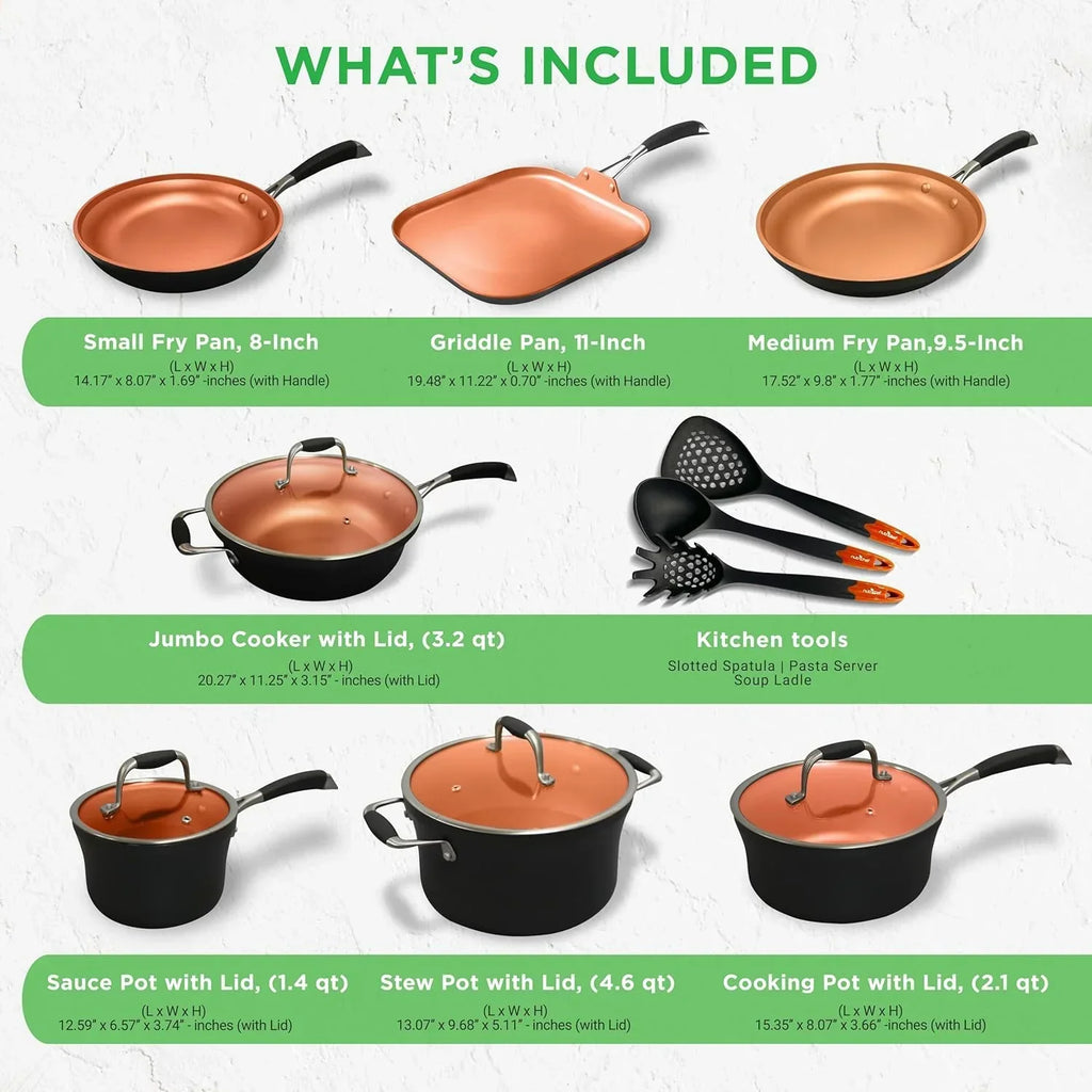 Nouveauté 2026 – Ensemble de cuisine 54 pièces – Ensemble complet de casseroles et poêles en céramique antiadhésive avec ustensiles, moules à pâtisserie et couteaux, compatible gaz, électrique et induction, rose poudré – Indispensables pour la cuisin