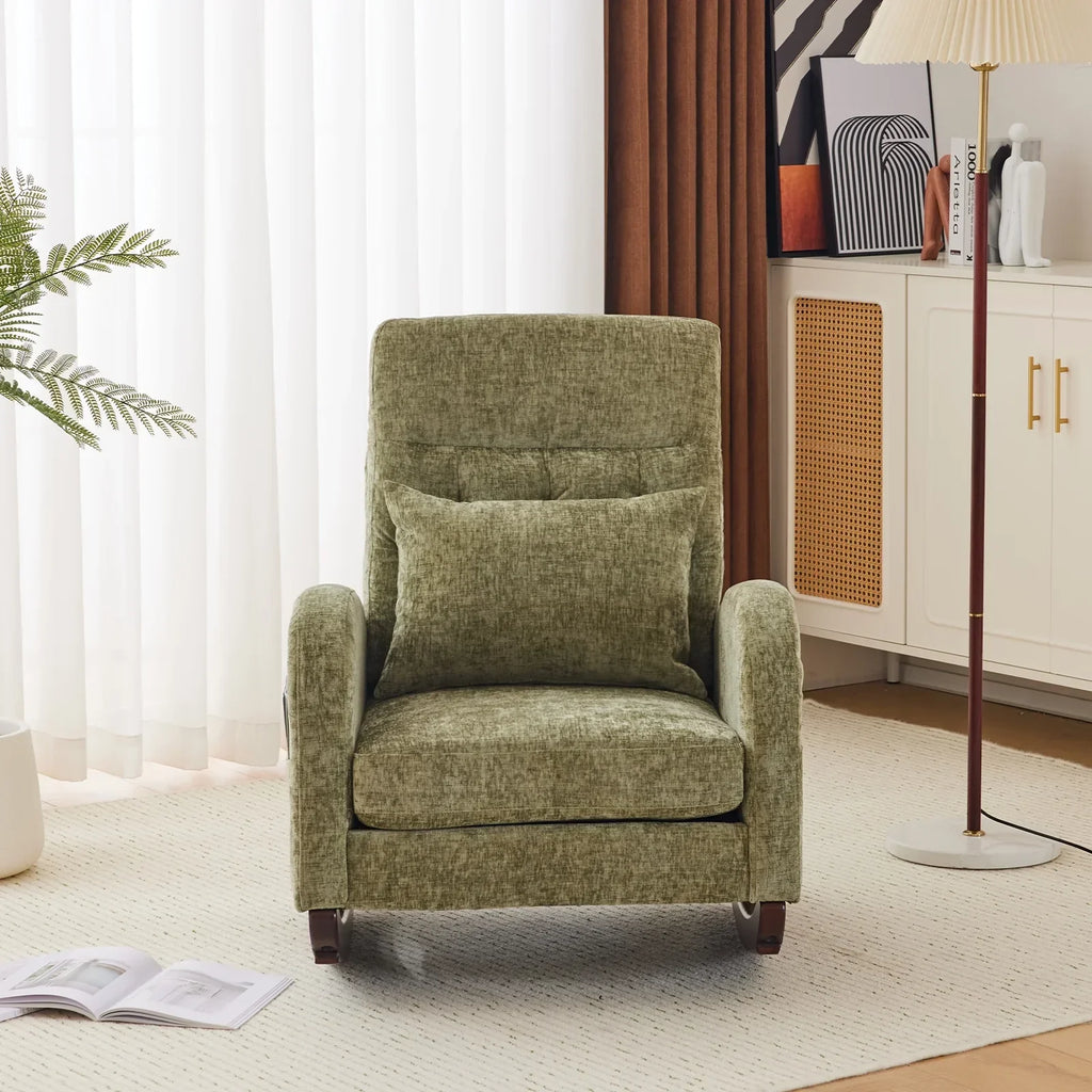 Nouveauté 2026 – Fauteuil à bascule Ktaxon , fauteuil de lecture inclinable, confortable, revêtu de velours peluche, canapé à bascule une place, beige, idéal pour le salon, la chambre d'enfant ou la chambre à coucher