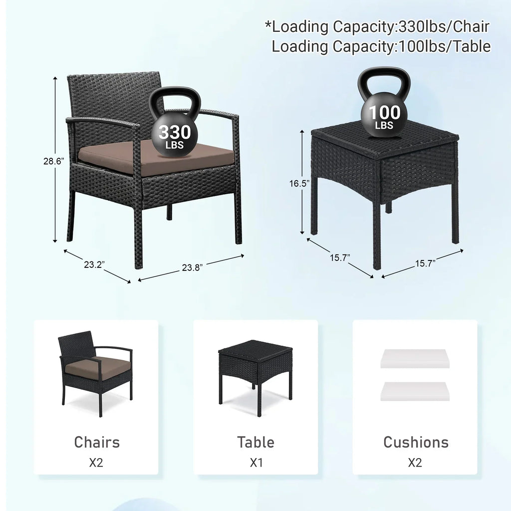 Nouveauté 2026 – Ensemble de mobilier de jardin Tappio , 3 pièces, style bistro, comprenant des chaises de conversation en rotin, une table d'appoint et des coussins. Idéal pour balcon, jardin ou terrasse. Couleur : rouge