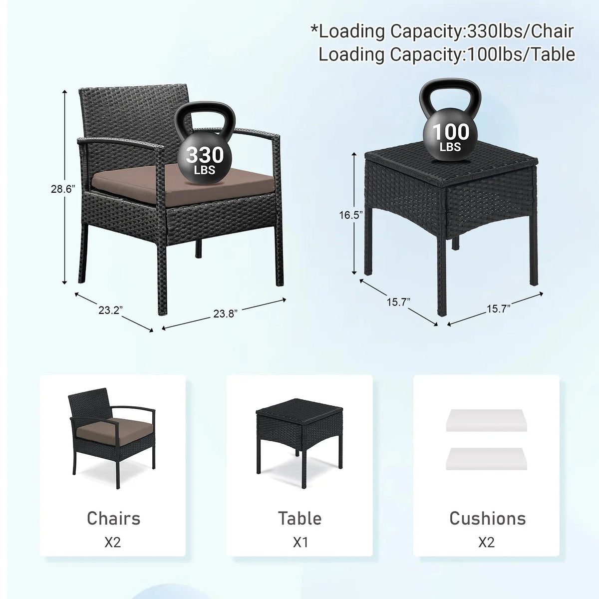 Nouveauté 2026 – Ensemble de mobilier de jardin Tappio , 3 pièces, style bistro, comprenant des chaises de conversation en rotin, une table d'appoint et des coussins. Idéal pour balcon, jardin ou terrasse. Couleur : rouge