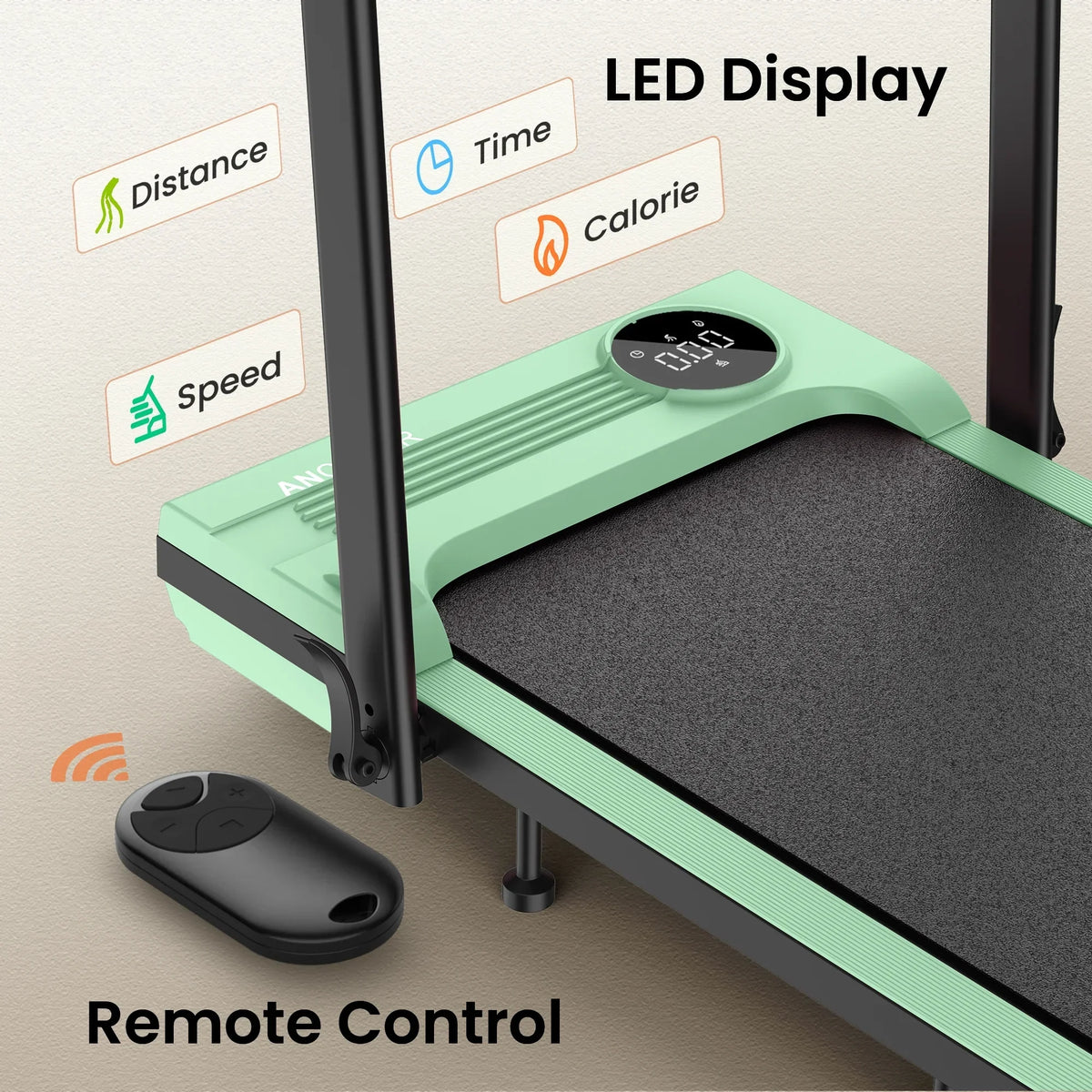 Nouveauté 2026 – Tapis de marche pliable et portable ANCHEER , capacité de 136 kg (300 lb), vitesse de 12 km/h (7,5 mi/h), à placer sous un bureau, avec télécommande et écran LED, 2 en 1, pour la maison, le bureau ou l'exercice (rose