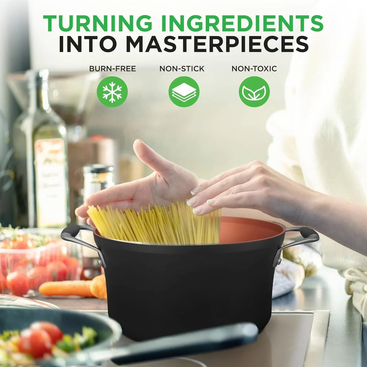 Nouveauté 2026 – Ensemble de cuisine 54 pièces – Ensemble complet de casseroles et poêles en céramique antiadhésive avec ustensiles, moules à pâtisserie et couteaux, compatible gaz, électrique et induction, rose poudré – Indispensables pour la cuisin