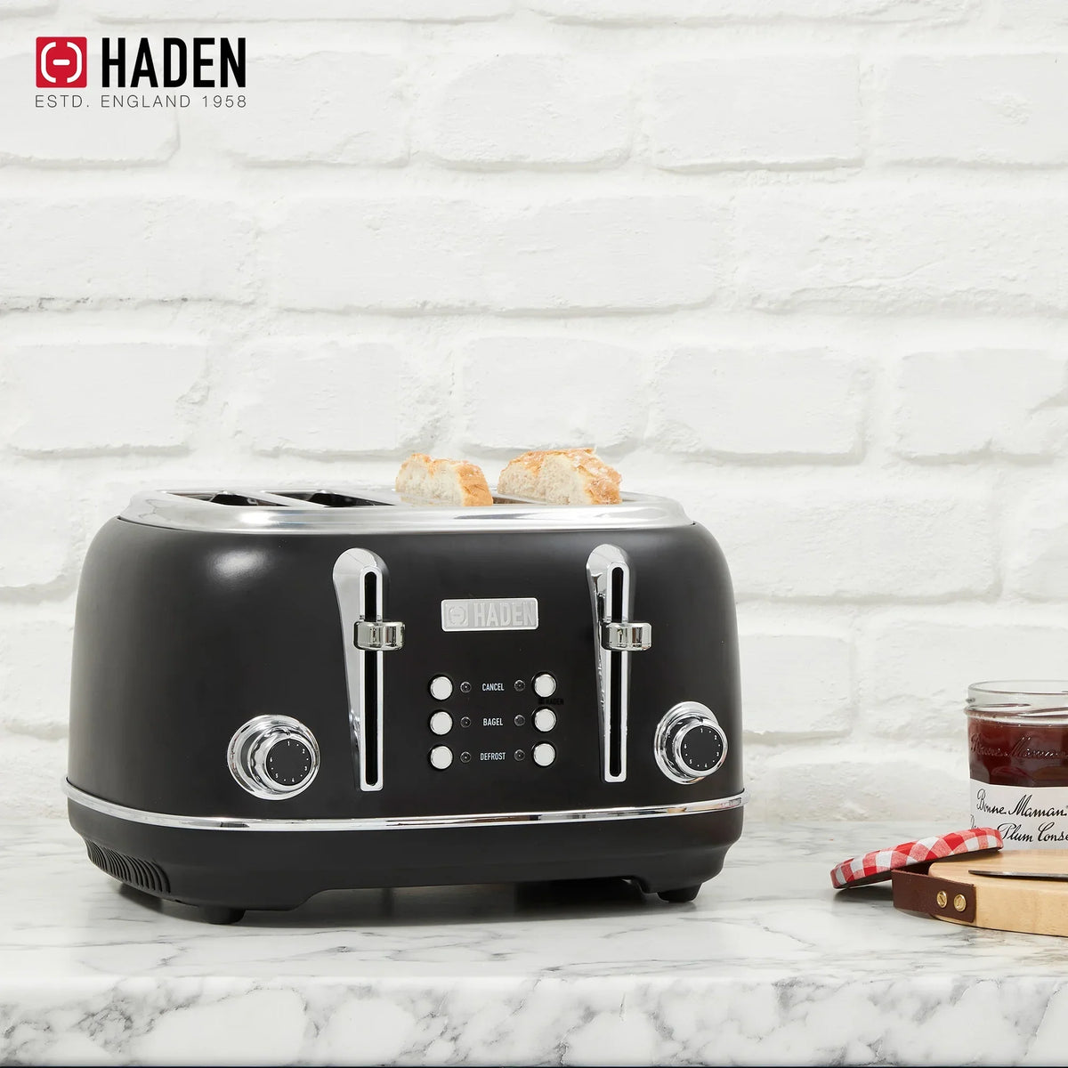 Nouveauté 2026 – Bouilloire électrique Haden Heritage 1500 1,7 W , finition noir mat avec accents cuivrés
