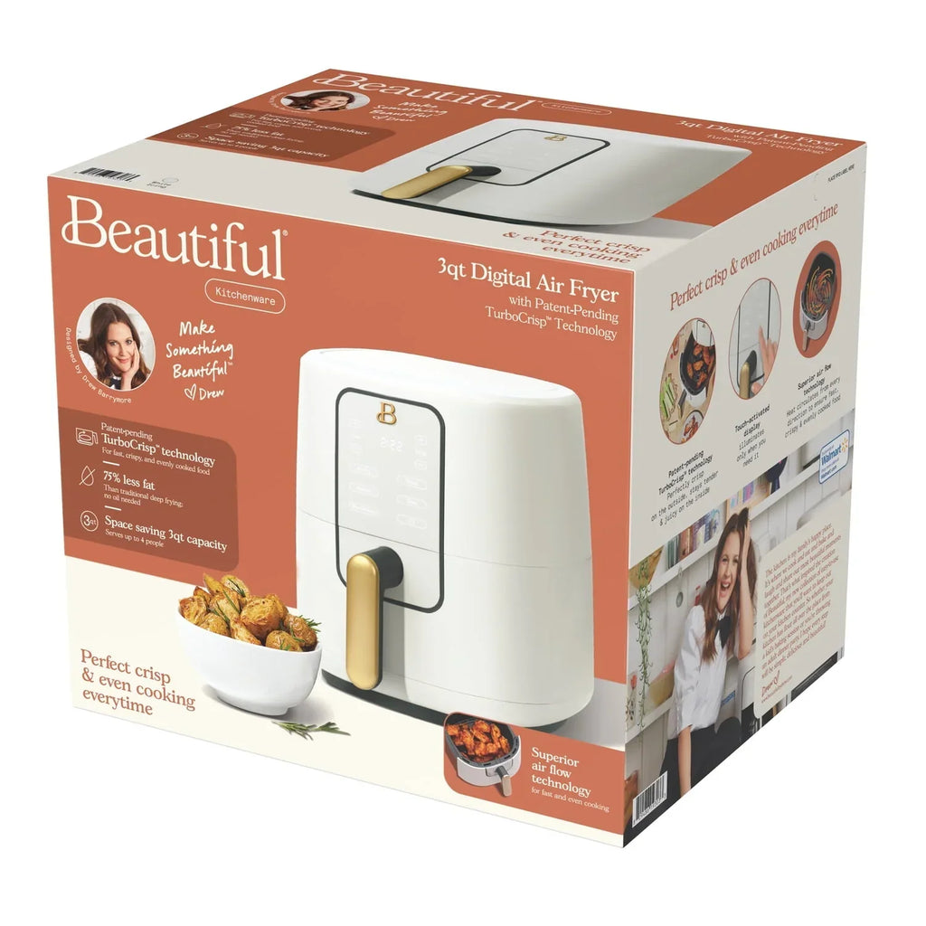 Nouveauté 2026 – Friteuse à air 3 pintes Beautiful avec technologie TurboCrisp, glaçage blanc par Drew Barrymore