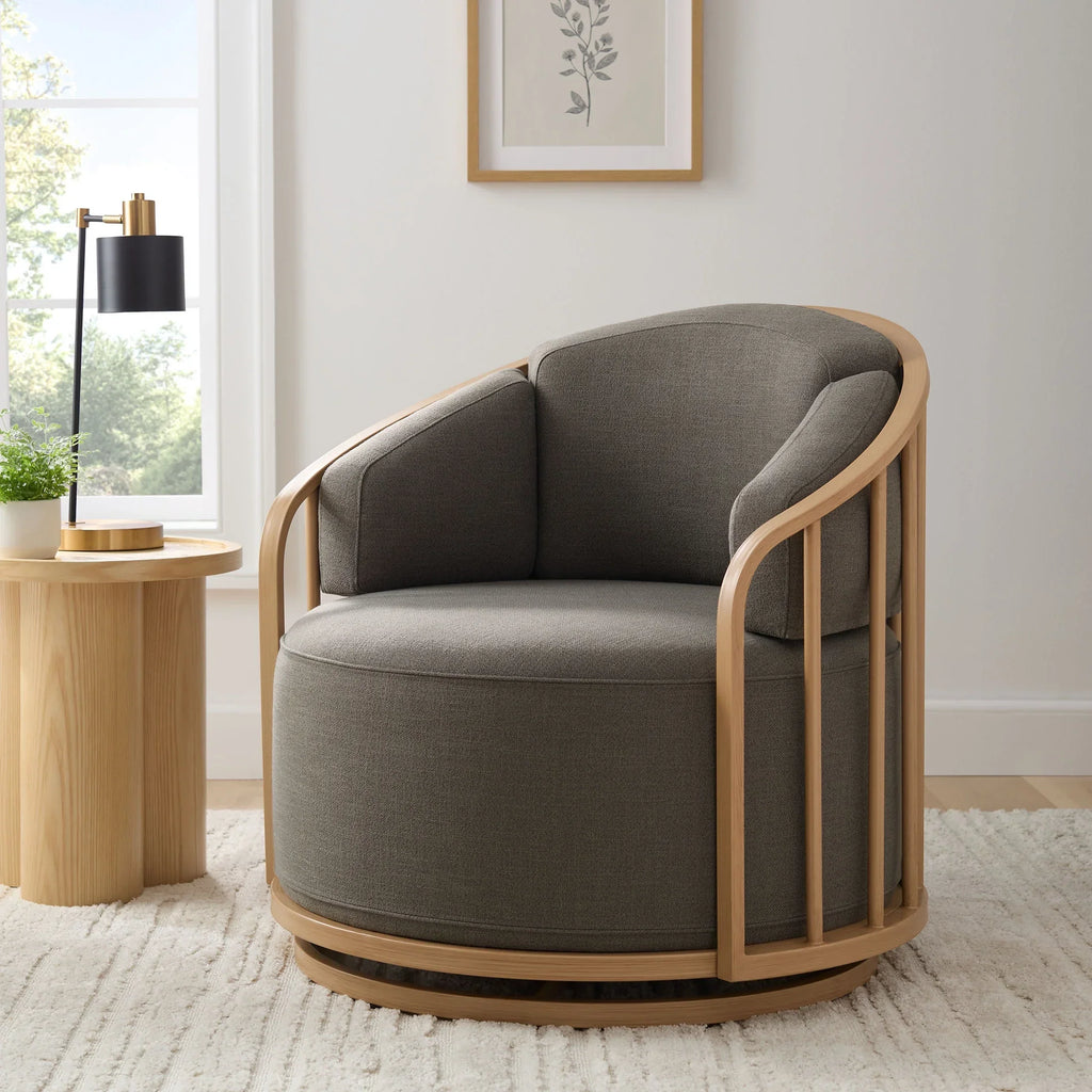 Nouveauté 2026 – Fauteuil pivotant Lillian Birdcage, lin crème, collection Better Homes & Gardens