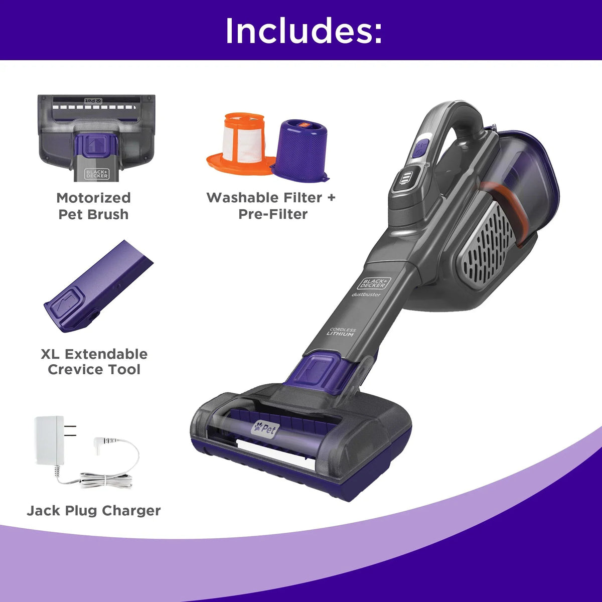 Nouveauté 2026 – Aspirateur portatif sans fil BLACK+DECKER Dustbuster Furbuster AdvanceClean+ pour animaux de compagnie, référence HHVK515JP07