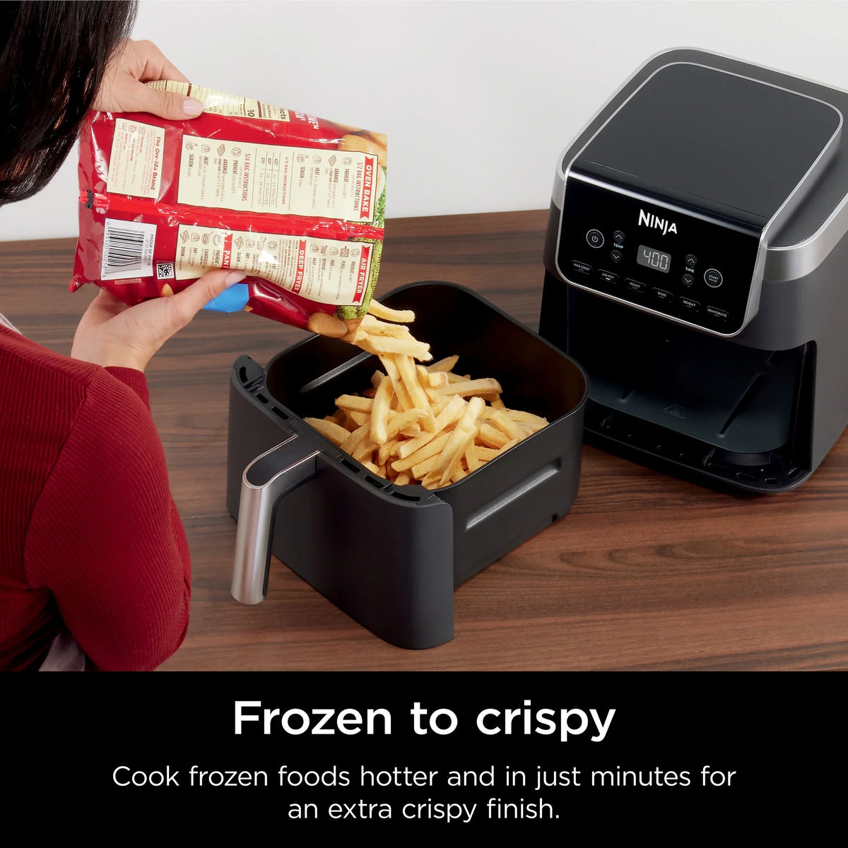 Nouveauté 2026 – Friteuse à air Ninja Pro XL 6-en-1 avec une capacité de 6,5 L, fonctions Max Crisp, friture à air chaud, rôtissage à air chaud, cuisson au four, réchauffage et déshydratation
