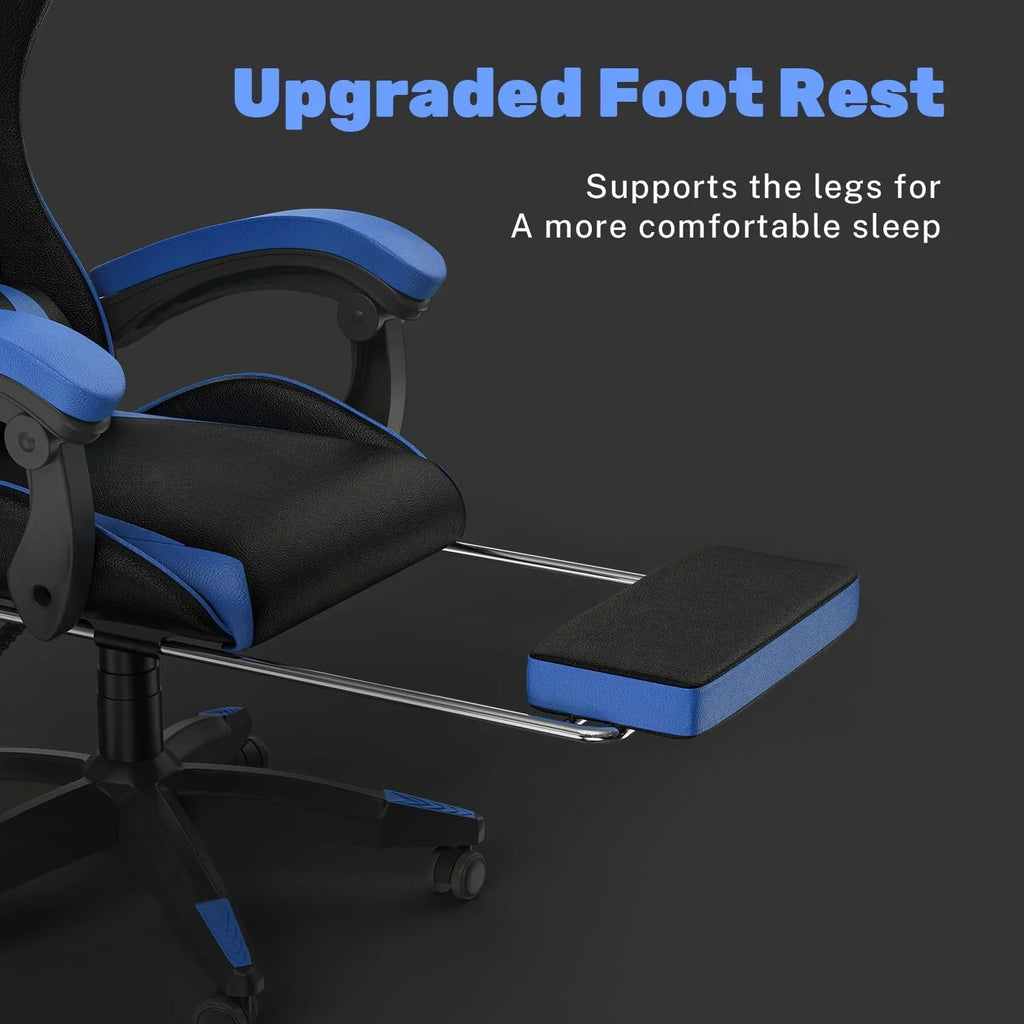Nouveauté 2026 – Chaise de jeu Bigzzia , chaise de bureau ergonomique avec appui-tête et soutien lombaire réglables en hauteur, pour adultes et adolescents, noir et blanc