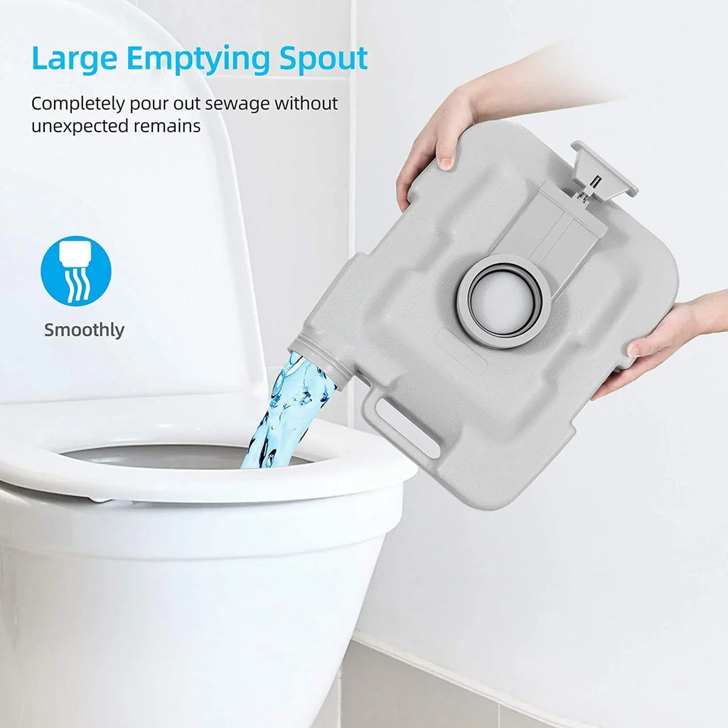 Nouveauté 2026 – Toilettes portables Dextrus , 5,3 gallons (20 litres), avec réservoir amovible, double bec verseur, pompe de chasse d'eau, idéales pour le camping, la navigation de plaisance, la randonnée et les voyages. Coloris : blanc et gris