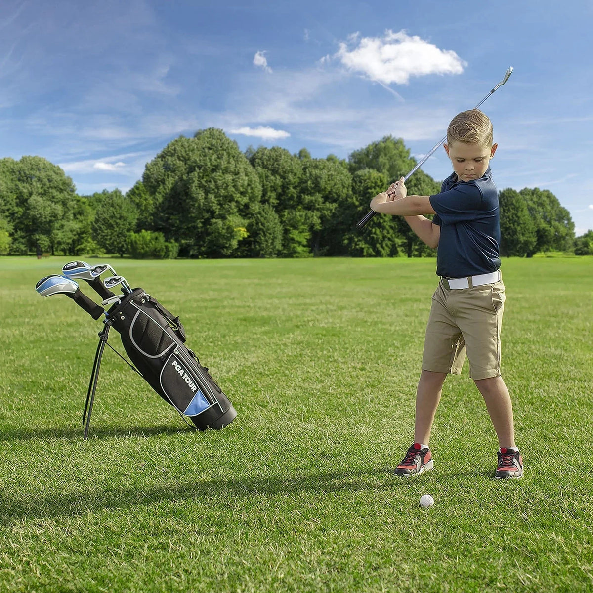 Nouveauté 2026 – Ensemble de 10 clubs de golf trépied pour enfant droitier PGA Tour ; taille du joueur : 1,42 m à 1,57 m ; âge : 8-12 ans