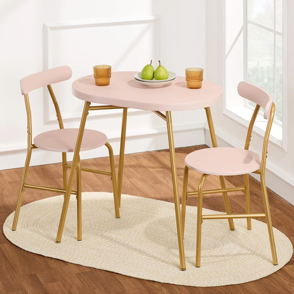 Nouveauté 2026 – Ensemble table et chaises ovales modernes 3 pièces Best Choice Products , petit coin repas avec 2 chaises - Noir/Noir