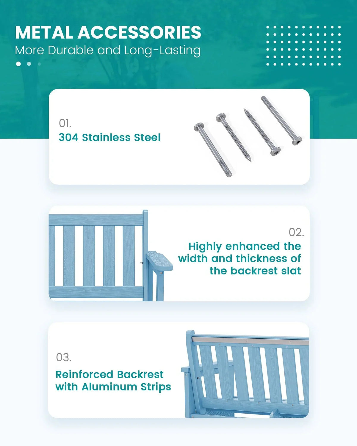Nouveauté 2026 – Banc d'extérieur SERWALL pour 2 personnes, en PEHD résistant aux intempéries avec renforts en aluminium, supporte jusqu'à 300 kg, confortable pour terrasse, jardin et véranda, noir