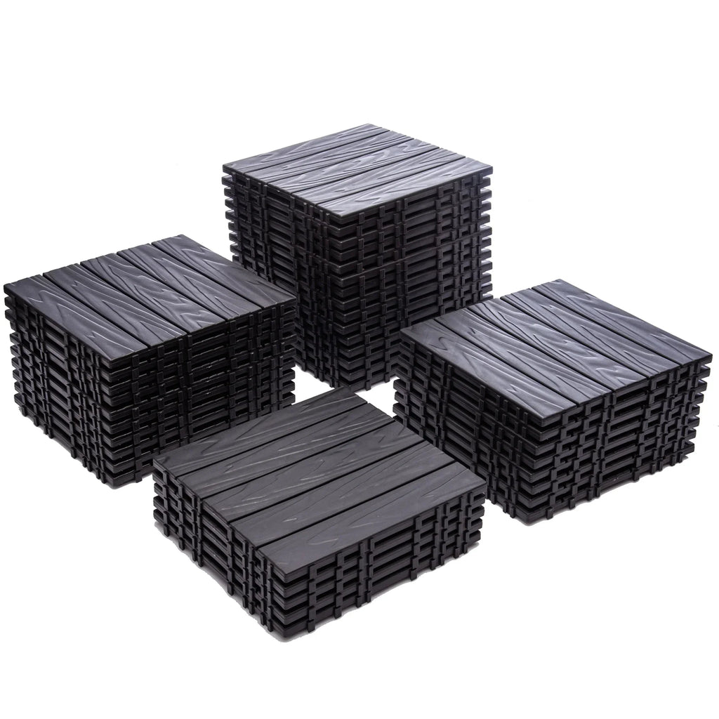 Nouveauté 2026 – Dalles de terrasse emboîtables en plastique (paquet de 76) - 6,4 m² (68,80 pi²) - Revêtement de sol extérieur en plastique ultra-résistant et imperméable - Usage intérieur/extérieur par tous les temps