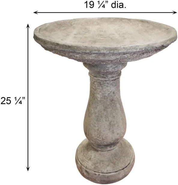 Nouveauté 2026 – Bain d'oiseaux ovale en pierre Solid Rock Stoneworks, 2 pièces, - Hauteur : 61 cm (24 po) - Pré-vieilli
