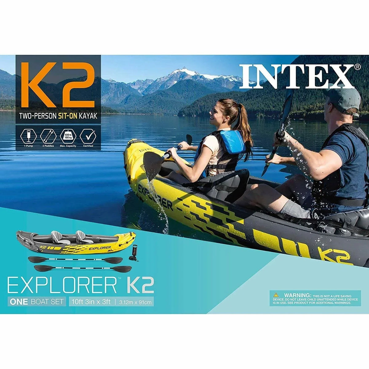 Nouveauté 2026 – Kayak gonflable Intex 2 places avec rames et pompe et kayak gonflable 1 place