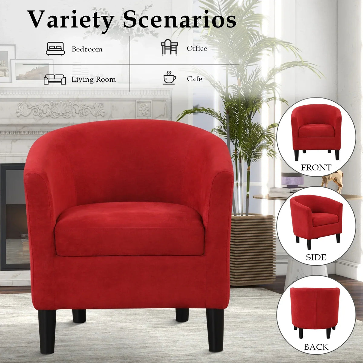Nouveauté 2026 – Fauteuil d'appoint en velours beige Bonzy Home avec repose-pieds pour salon