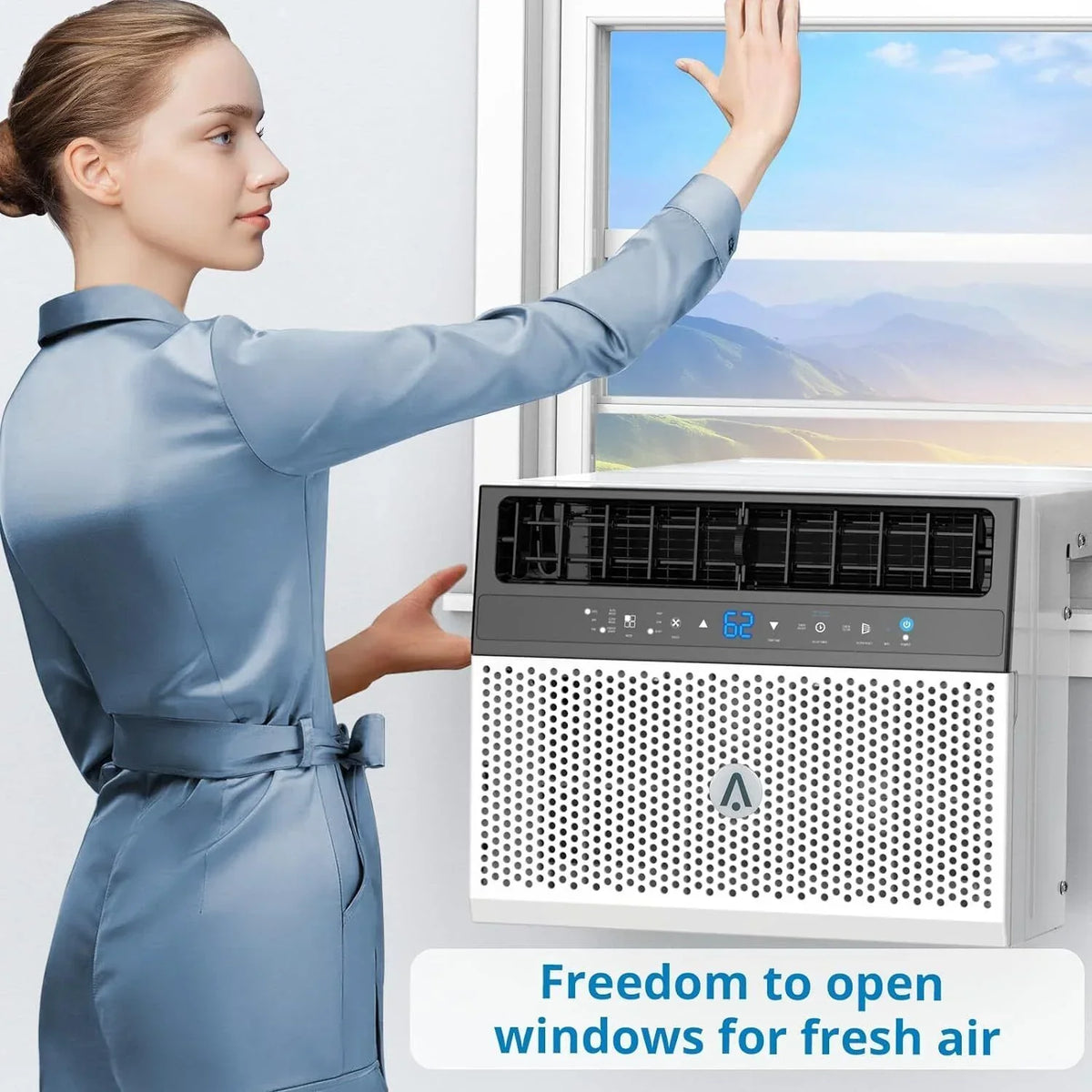 Nouveauté 2026 – Climatiseur de fenêtre 8000 BTU à poser sur le rebord de fenêtre, jusqu'à 370 pi² (34 m²), avec télécommande et application