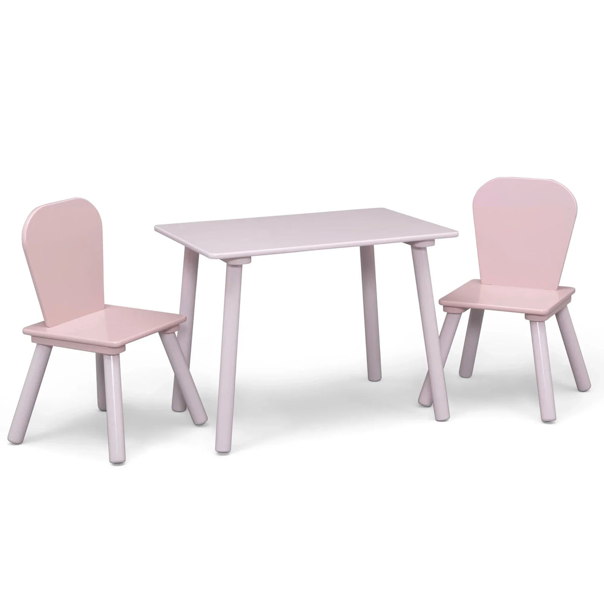 Nouveauté 2026 – Ensemble de jeu pour tout-petits Delta Children 4 pièces – Comprend une table de jeu, 2 chaises et un rangement à jouets à 6 bacs avec autocollants en vinyle réutilisables, rose clair/rose foncé