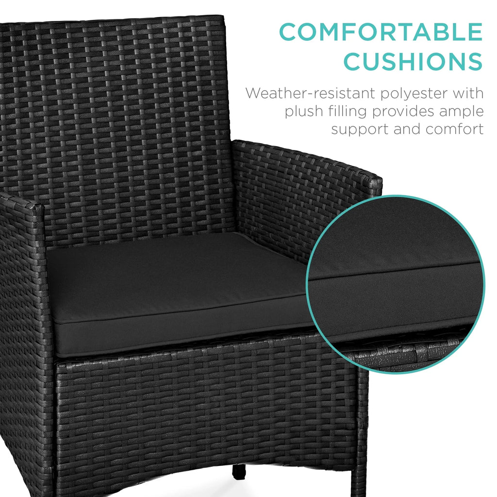 Nouveauté 2026 – Ensemble bistro de jardin 3 pièces en résine tressée Best Choice Products , avec 2 chaises et une table - Gris/Bleu marine