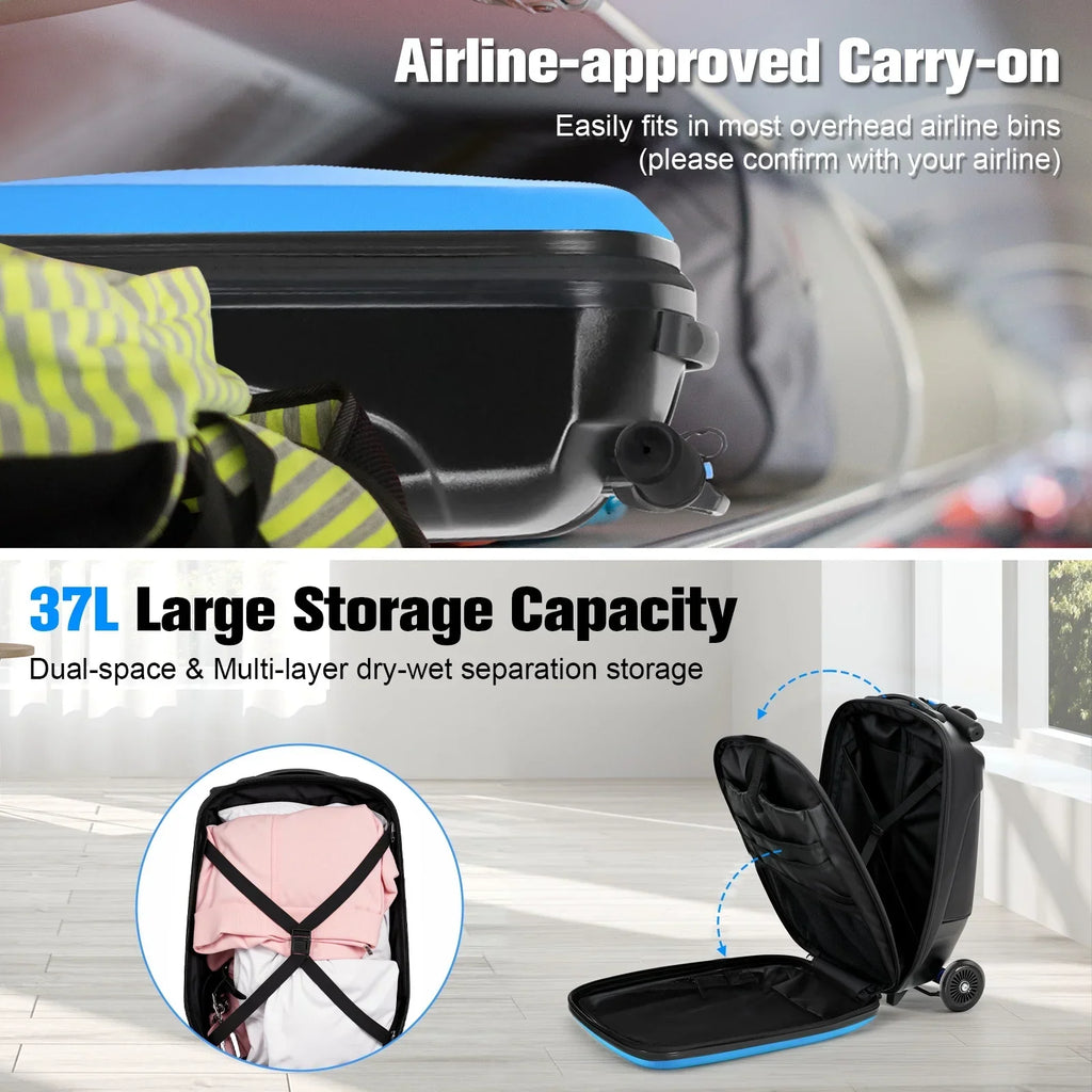 Nouveauté 2026 – Valise-trottinette Advwin pour enfants et adultes, valise rigide à roulettes pour enfants de 4 à 15 ans, multifonctionnelle, légère et pliable, avec roulettes, rose