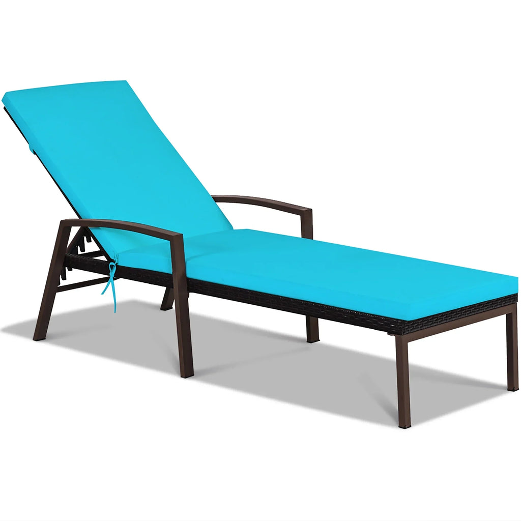 Nouveauté 2026 – Costway Lot de 2 chaises longues de patio en rotin, dossier inclinable, coussin réglable, rouge
