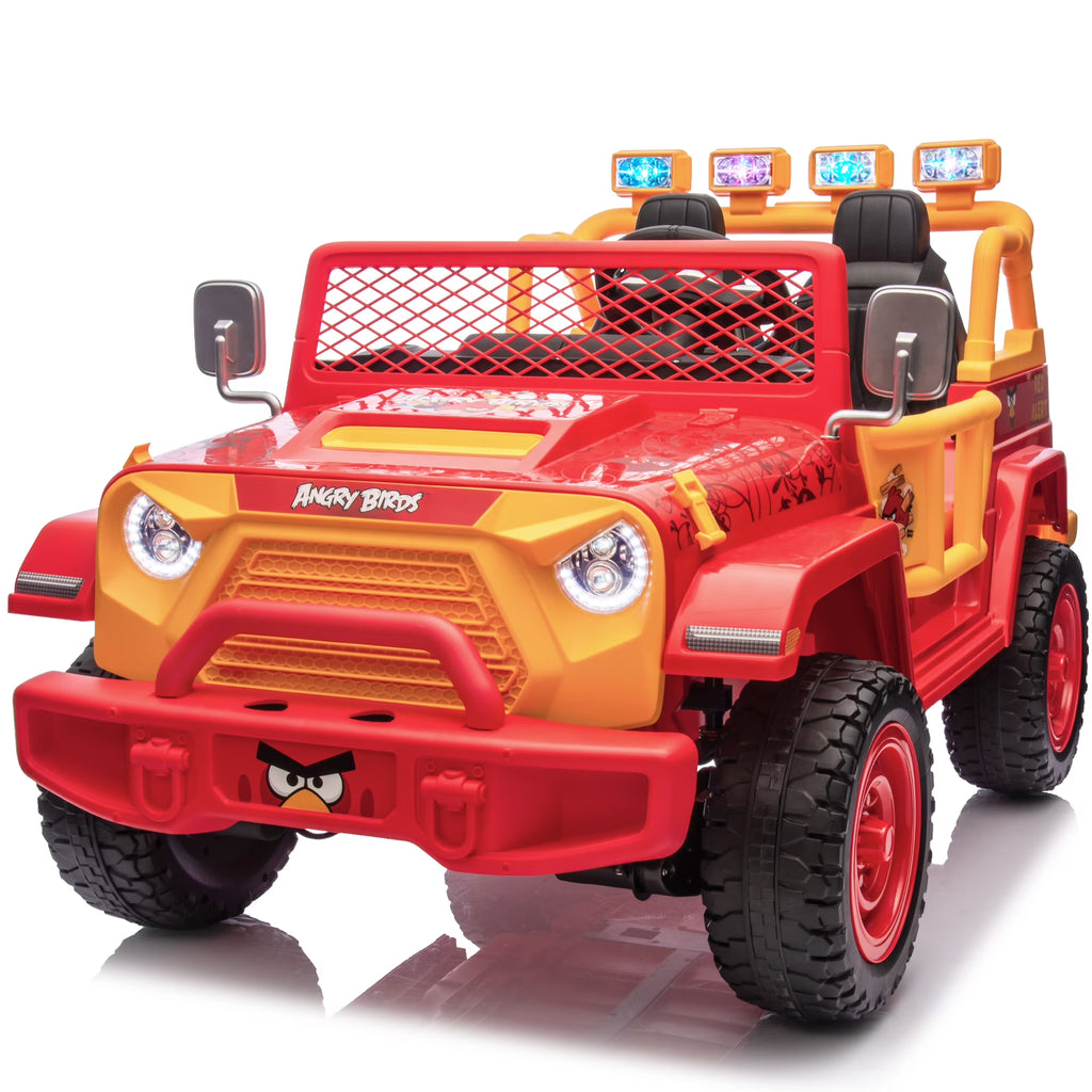 Nouveauté 2026 – Joyracer , véhicule électrique 24 volts pour enfants de 3 à 8 ans, sous licence Angry Birds, avec télécommande, pelle, Bluetooth, phares et roues motorisées. Convient aux enfants jusqu'à 60 kg (130 lbs). Couleur verte