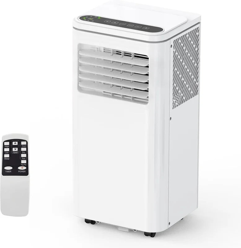 Nouveauté 2026 – Climatiseur portable 10000 BTU, 4 en 1 (refroidissement/déshumidification/ventilation) avec télécommande, commandes tactiles LED, minuterie 24 h et kit de fixation pour fenêtre. Ce climatiseur rafraîchit des pièces jusqu'à 450 pi² (e