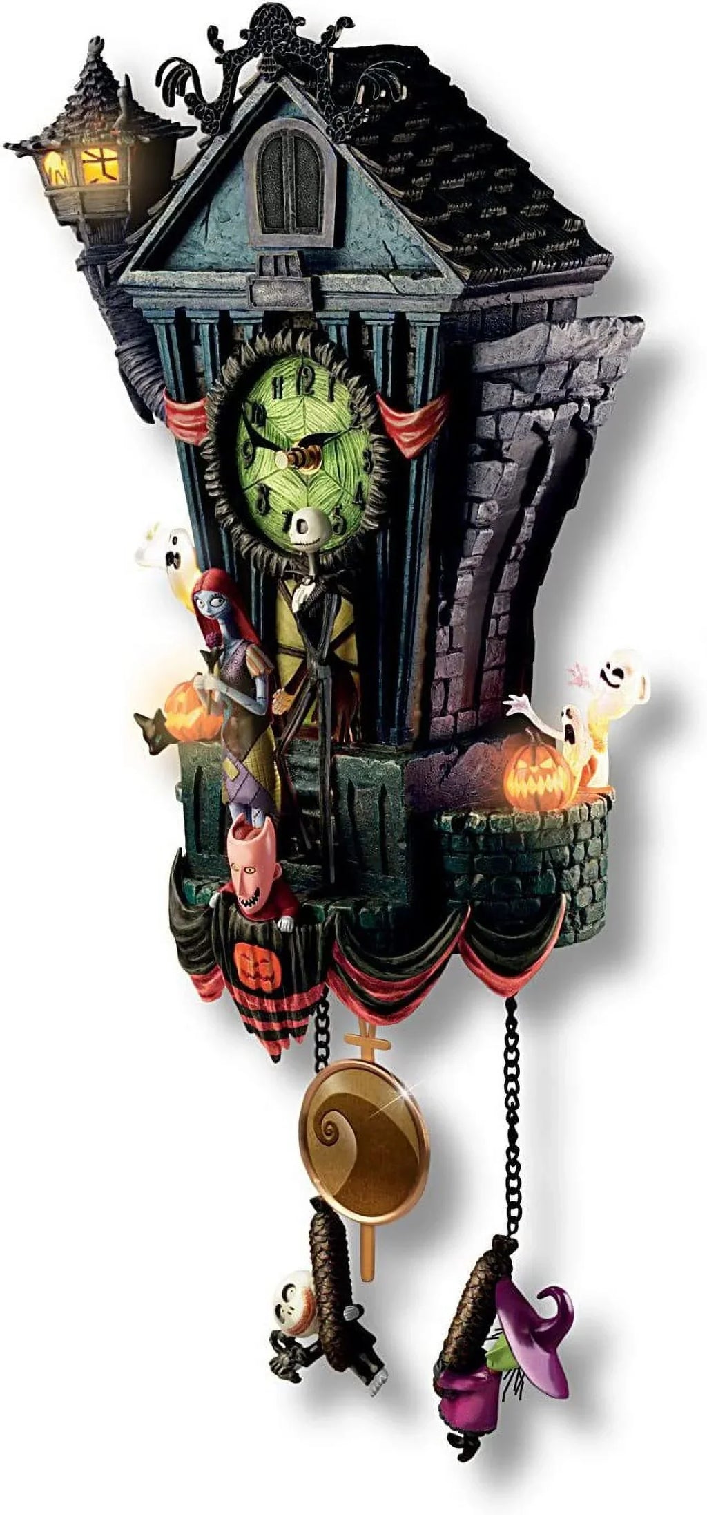 Nouveauté 2026 – The Bradford Exchange Horloge à coucou L'Étrange Noël de Monsieur Jack, 53 cm, musicale, lumineuse, édition limitée