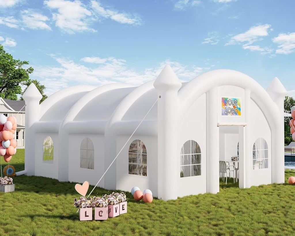 Nouveauté 2026 – Tente gonflable Jocisland , 6 x 4,9 x 4,3 m, grande tente noire pour discothèque avec 2 portes latérales, espace logo, gazebo événementiel