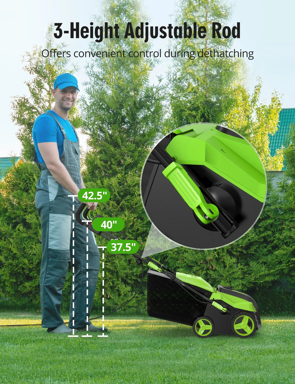 Nouveauté 2026 – Scarificateur électrique SWIPESMITH 16" 15 A , avec réglage de profondeur à 5 positions, sac de ramassage de chaume amovible de 14,5 gallons, pliage rapide, préserve la santé de votre pelouse