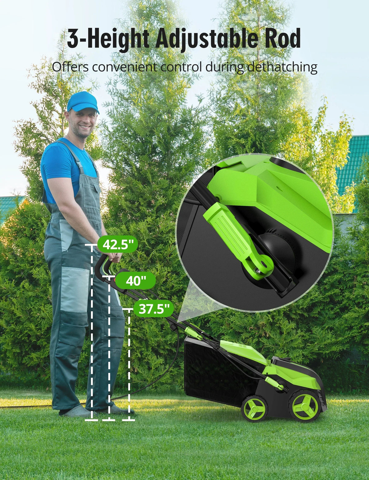 Nouveauté 2026 – Scarificateur électrique SWIPESMITH 16" 15 A , avec réglage de profondeur à 5 positions, sac de ramassage de chaume amovible de 14,5 gallons, pliage rapide, préserve la santé de votre pelouse