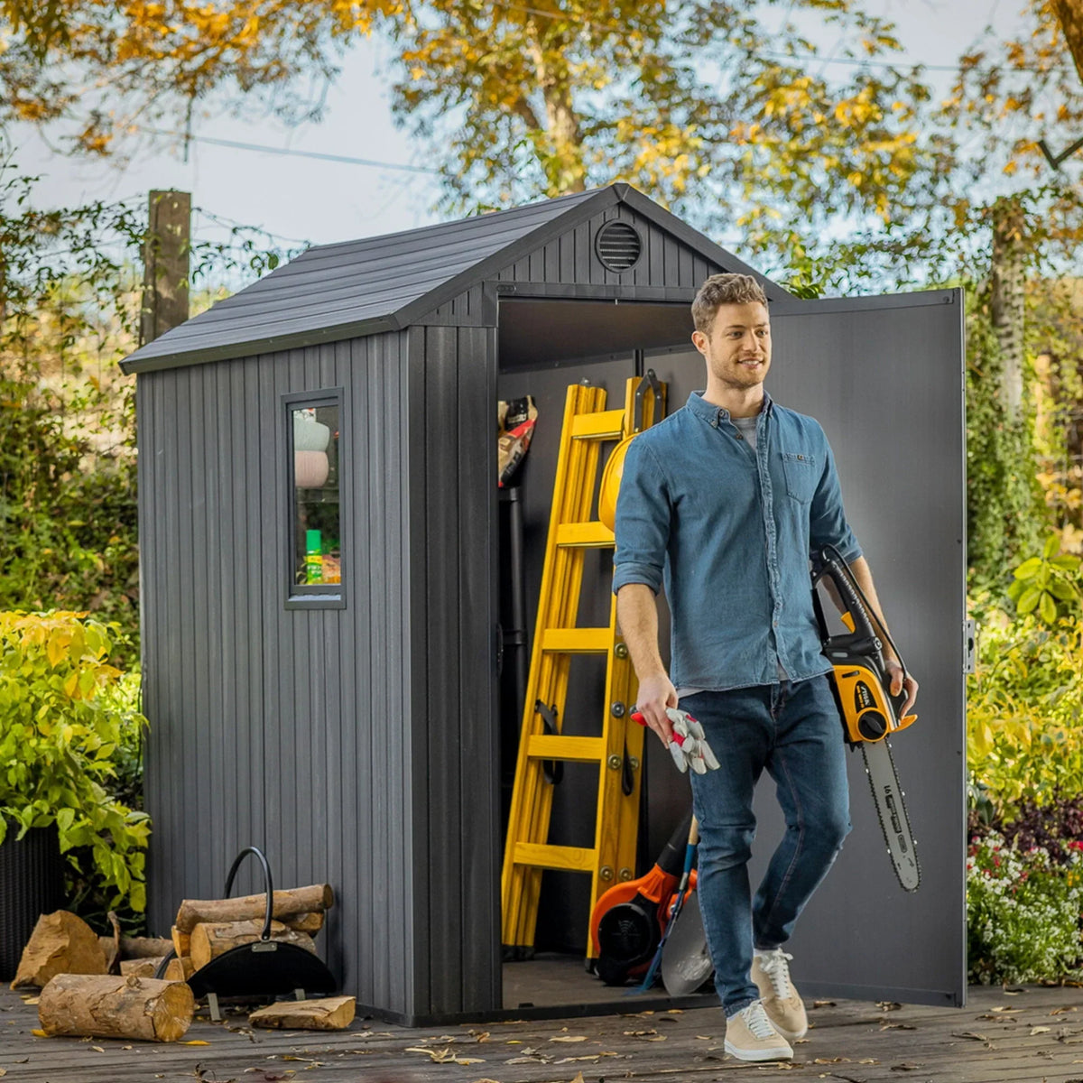 Nouveauté 2026 – Abri de jardin extérieur Keter Darwin , 1,22 m x 1,83 m, avec fenêtre, couleur graphite