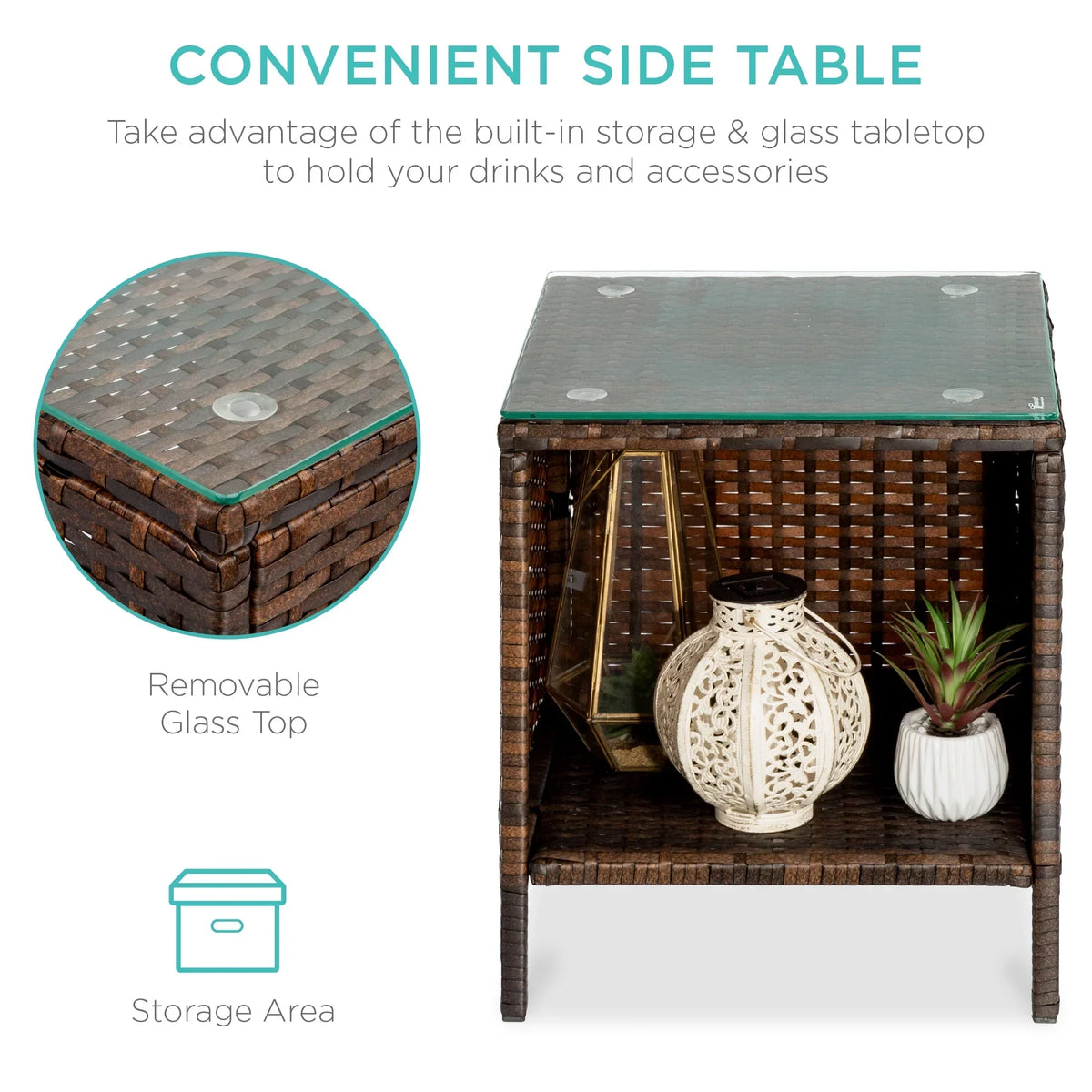 Nouveauté 2026 – Ensemble bistro de jardin 3 pièces en résine tressée Best Choice Products , avec 2 chaises et une table - Gris/Bleu marine