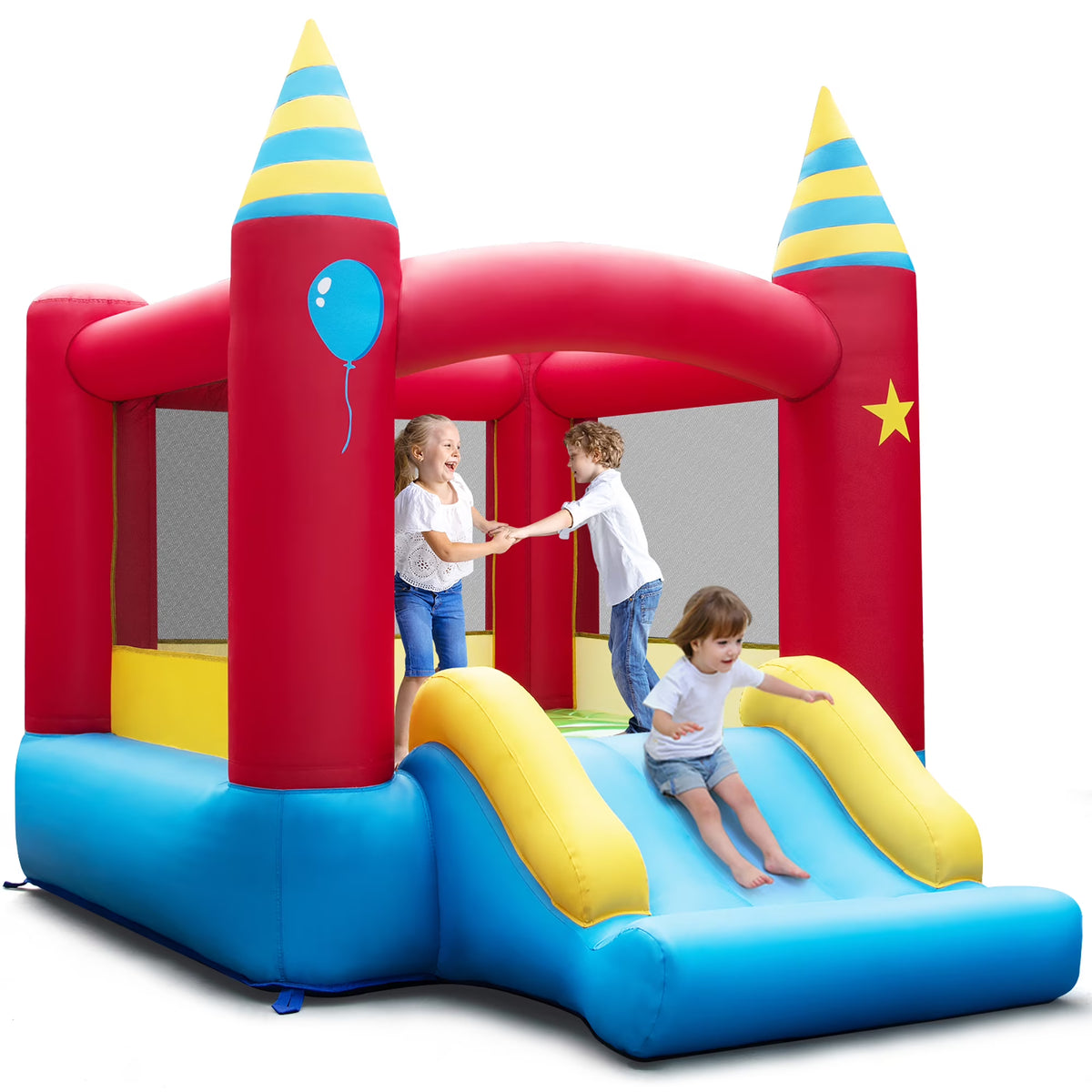 Nouveauté 2026 – Château gonflable Costway pour enfants, utilisable à l'intérieur comme à l'extérieur, avec souffleur de 480 W