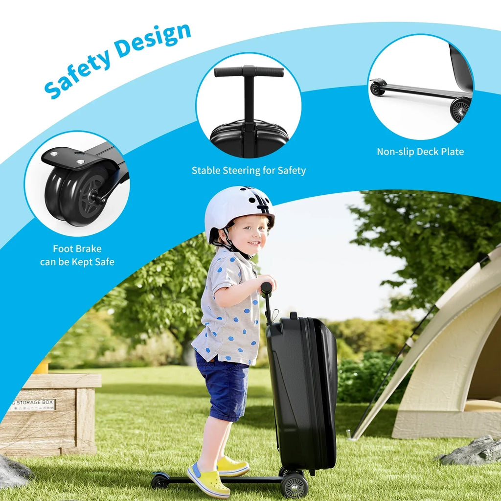 Nouveauté 2026 – Muhub - Valise-trottinette 2 en 1 pour enfants et adultes, pliable et à roulettes, bleu clair