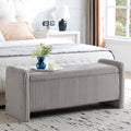 Nouveauté 2026 – Banc coffre Pinmoco de 112 cm (44 po), banc d'entrée rembourré avec rangement, idéal pour la chambre et le salon, en velours côtelé gris