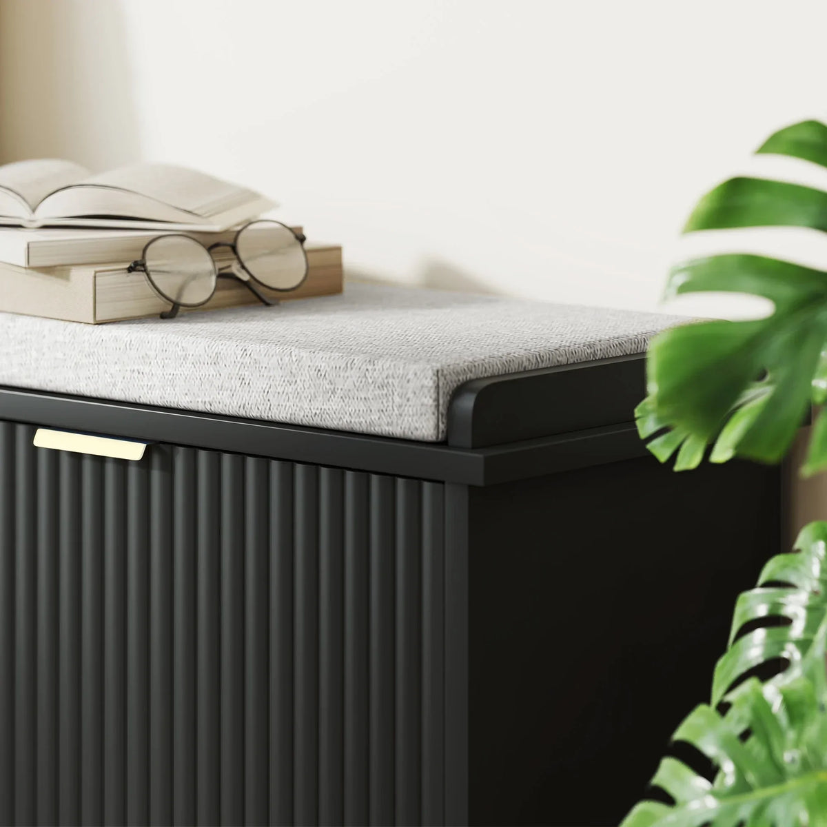 Nouveauté 2026 – Banc à chaussures HOMCOM avec assise rembourrée et tiroir rabattable, supportant jusqu'à 240 kg, 104 x 26 x 48 cm, noir