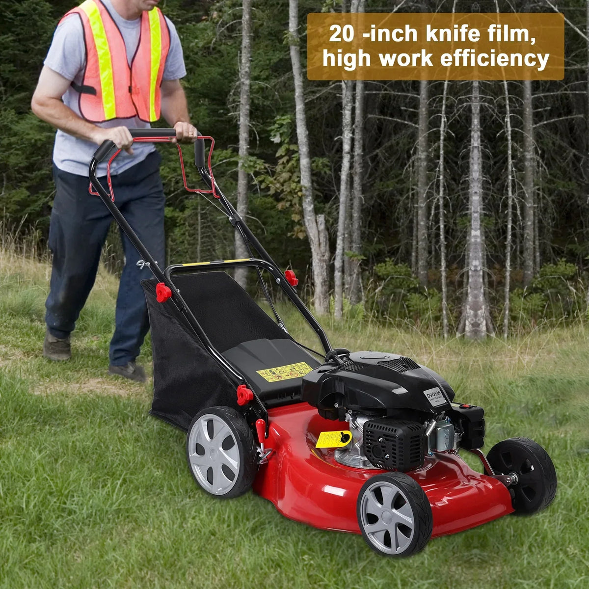 Nouveauté 2026 – Tondeuse à gazon Lawn , autotractée, moteur essence 141 cm3, avec réservoir d'herbe de 50 L et grandes roues