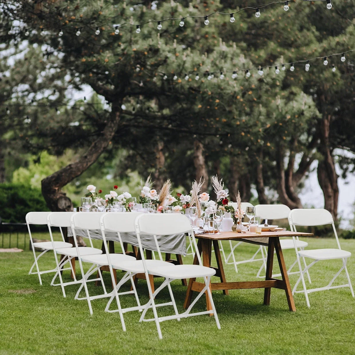 Nouveauté 2026 – Ktaxon Lot de 10 chaises pliantes empilables en plastique blanc, idéales pour les mariages et les fêtes d'adultes