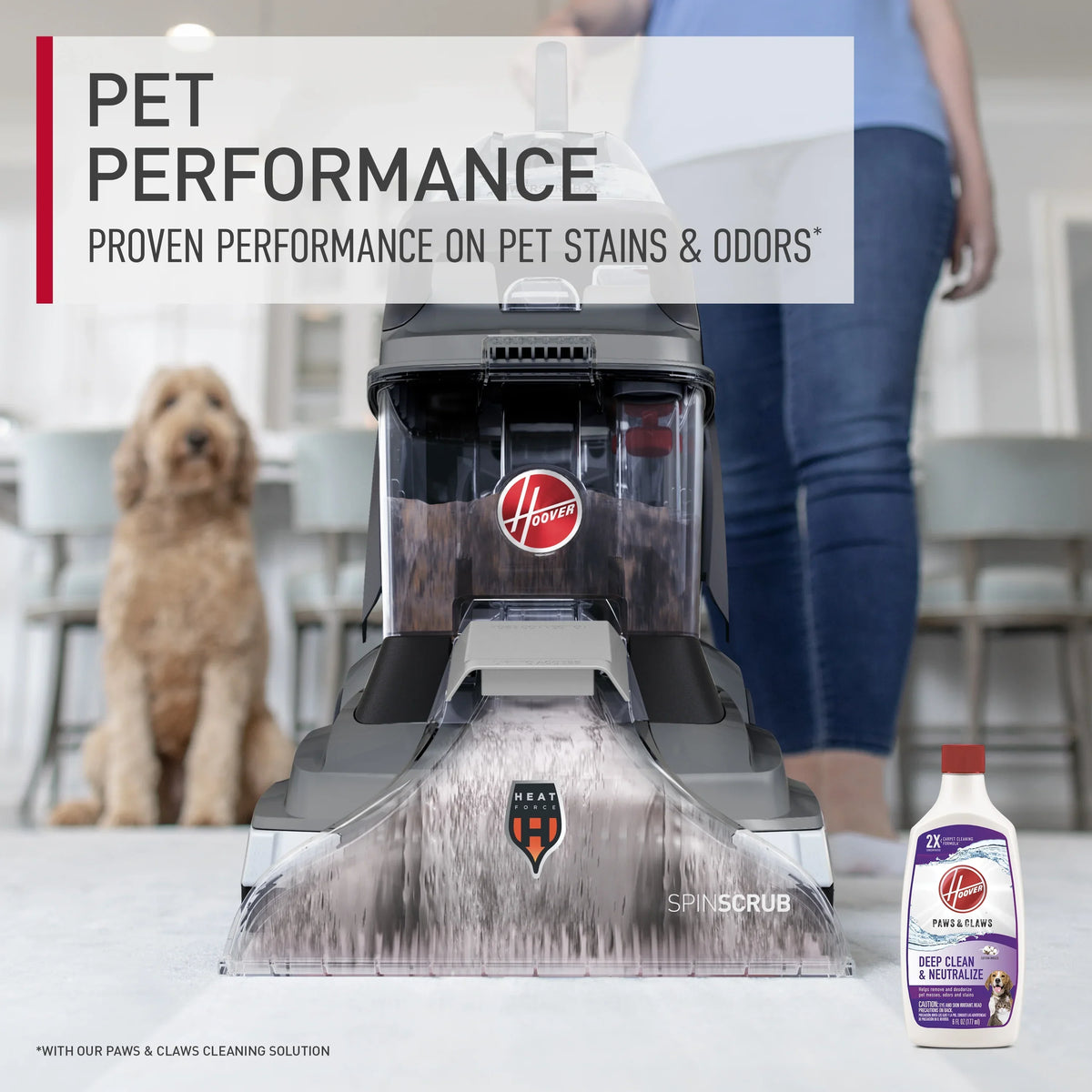 Nouveauté 2026 – Hoover PowerScrub XL, nettoyeur de tapis vertical, shampouineuse pour tapis, moquettes et tissus d'ameublement, séchage rapide, accessoire pour tissus d'ameublement, FH68010
