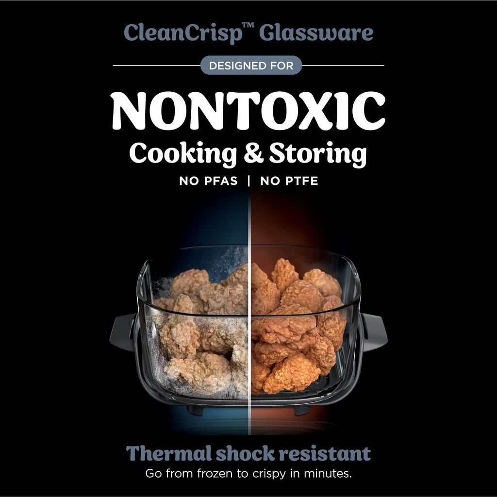 Nouveauté 2026 – Friteuse à air portable Ninja Crispi 4-en-1 en verre , récipients de 4 pintes et 6 tasses, Cyberspace