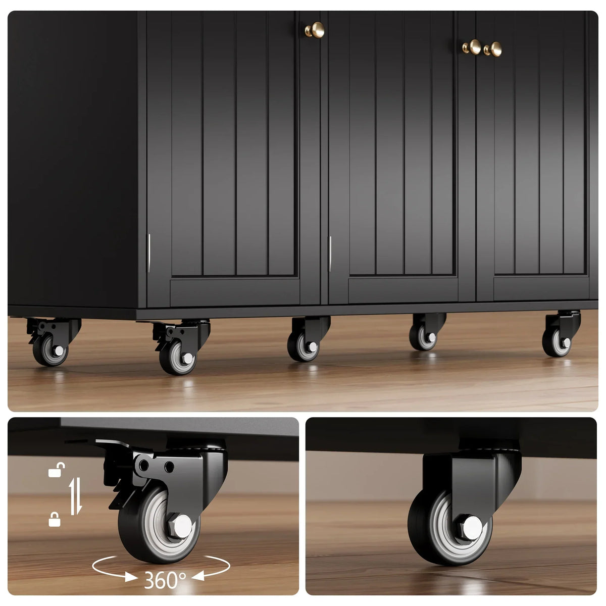 Nouveauté 2026 – Îlot de cuisine Noelse avec rangements, table d'appoint rabattable, porte-épices et porte-serviettes pour petites cuisines, blanc