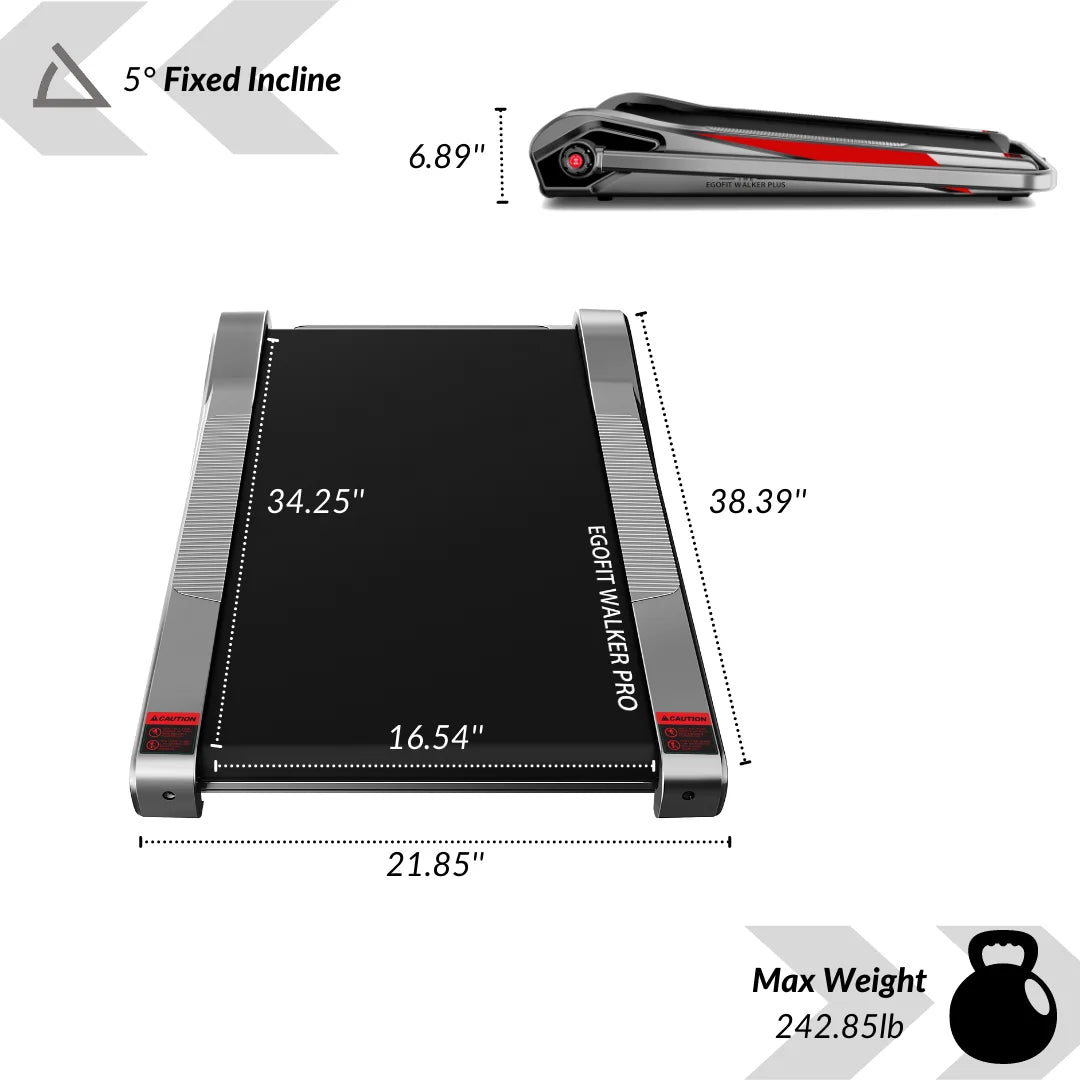 Nouveauté 2026 – Tapis de marche électrique Egofit Walker Pro , le plus petit modèle à placer sous un bureau, pour la maison, 2 CV, inclinaison de 5°
