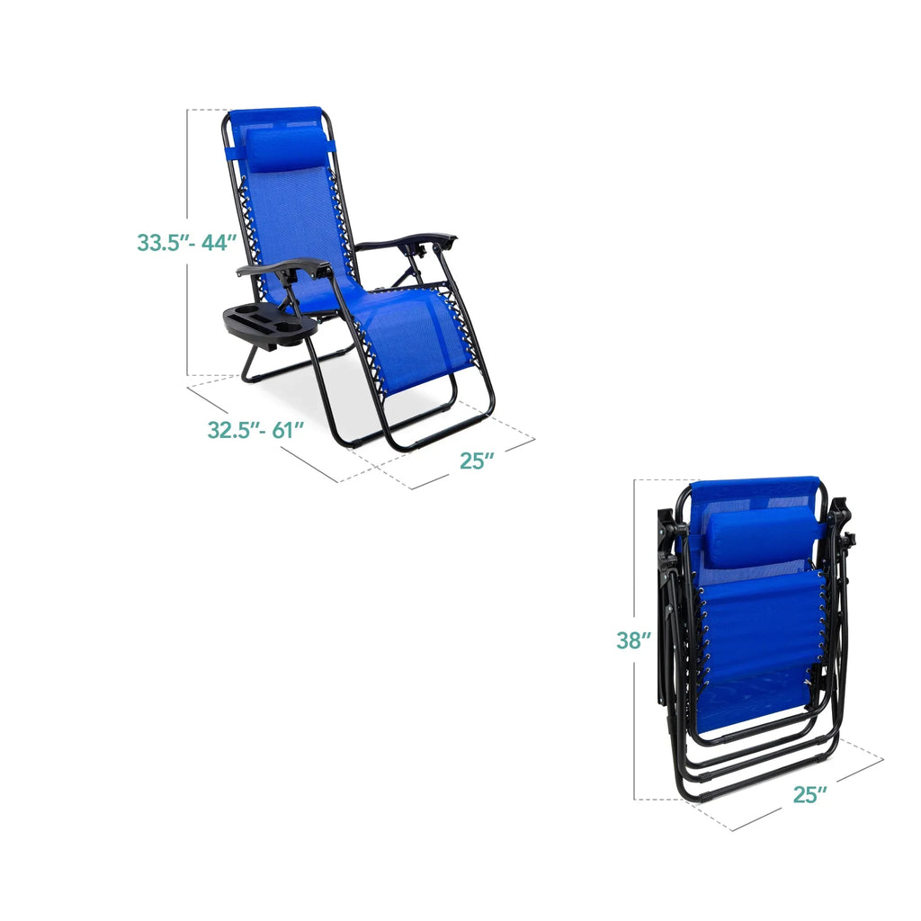 Nouveauté 2026 – Ensemble de 2 fauteuils inclinables zéro gravité Best Choice Products pour terrasse et piscine avec porte-gobelet - Gris