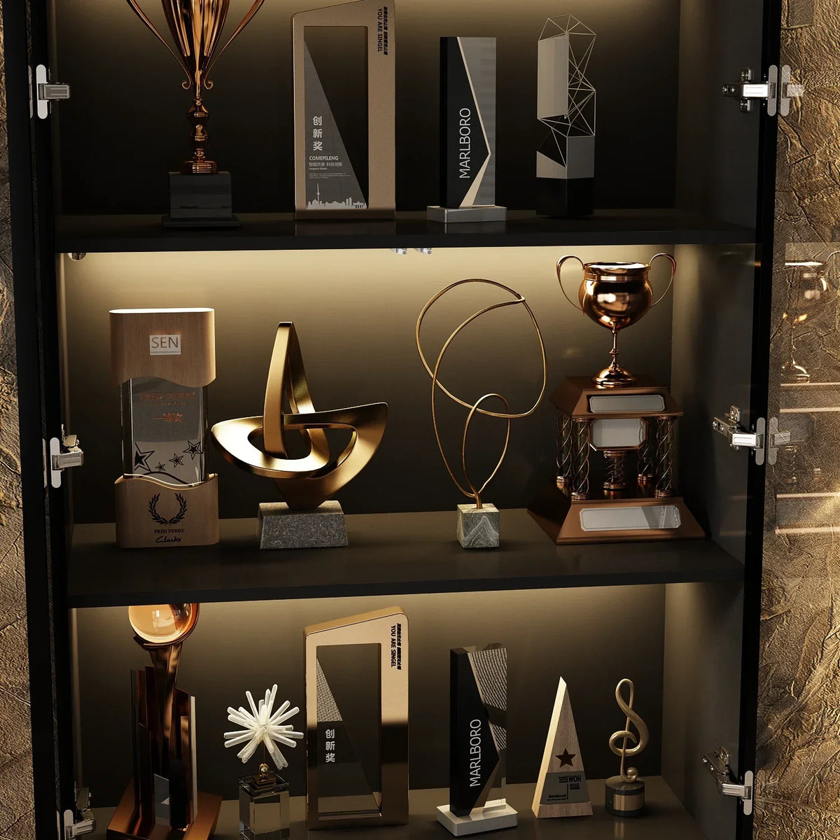 Nouveauté 2026 – Bibliothèque/organisateur KULAGAGA avec éclairage LED, vitrine robuste avec porte vitrée pour salon, 80 cm de large