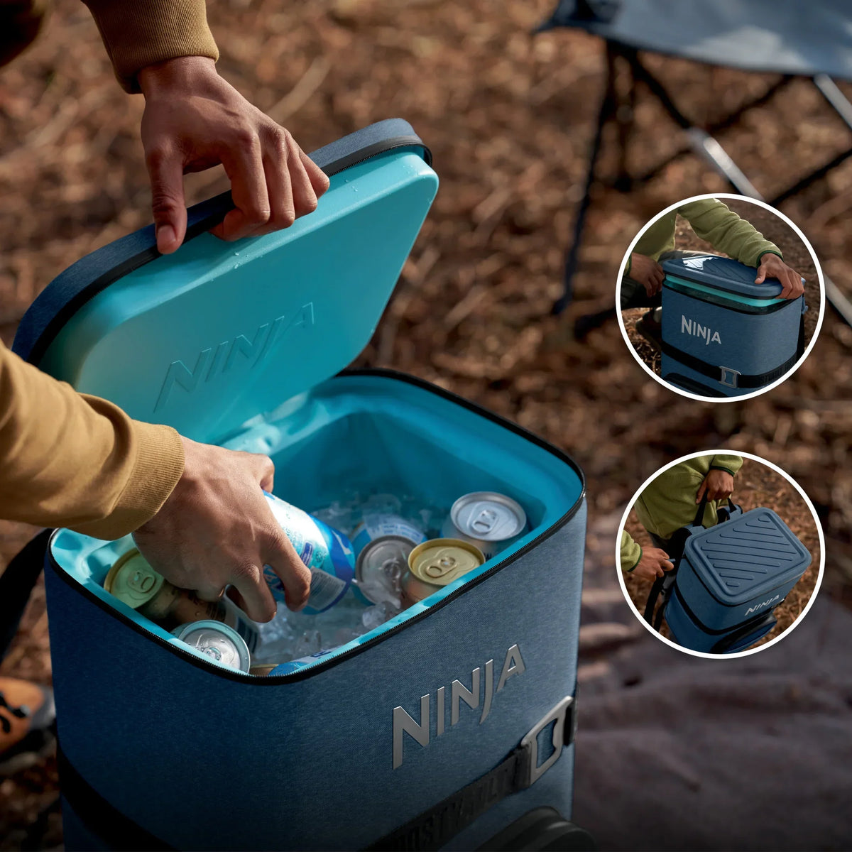 Nouveauté 2026 – Glacière souple Ninja Outdoor FrostVault Go 24 canettes avec zone froide et sèche, bleu bord de lac - FF124NV